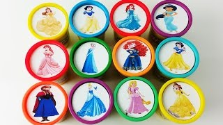 Disney Princess Play Doh Cups Surprise Eggs Merida Belle Ariel Elsa Anna Learn Colors For Children