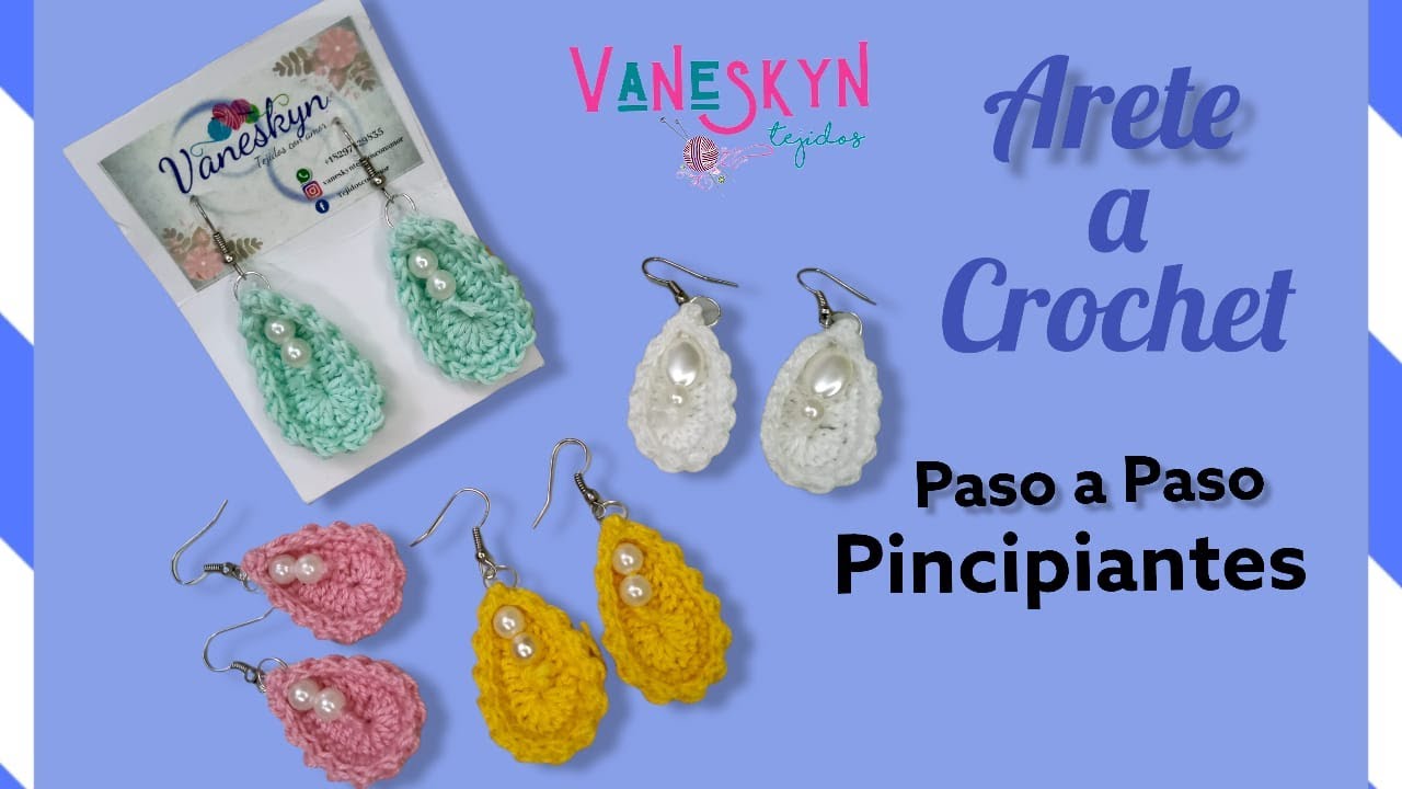 Cómo hacer ARETES a CROCHET fáciles, DIY 2021💁, ( PRINCIPIANTES) ESPAÑOL #8