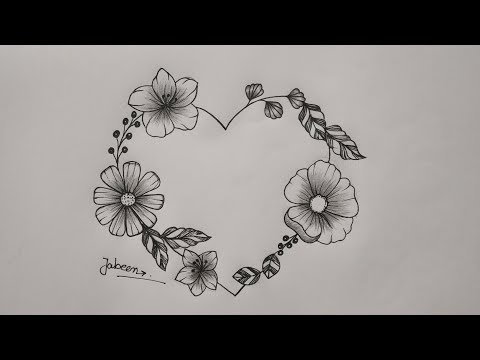how to draw flowers step by step | heart flowers drawing  | heart drawing | easy drawing