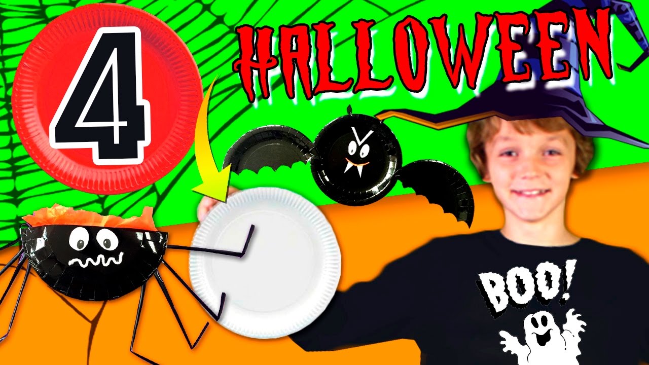 Las 4 mejores MANUALIDADES de HALLOWEEN para niños con PLATOS de CARTÓN (recopilación) manualidades de animales