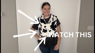WATCH THIS - MakeMeChic Women's Plus Size Cropped Cow Print Jacket Sleeveless Zip Up Fuzzy Y2K Winte
