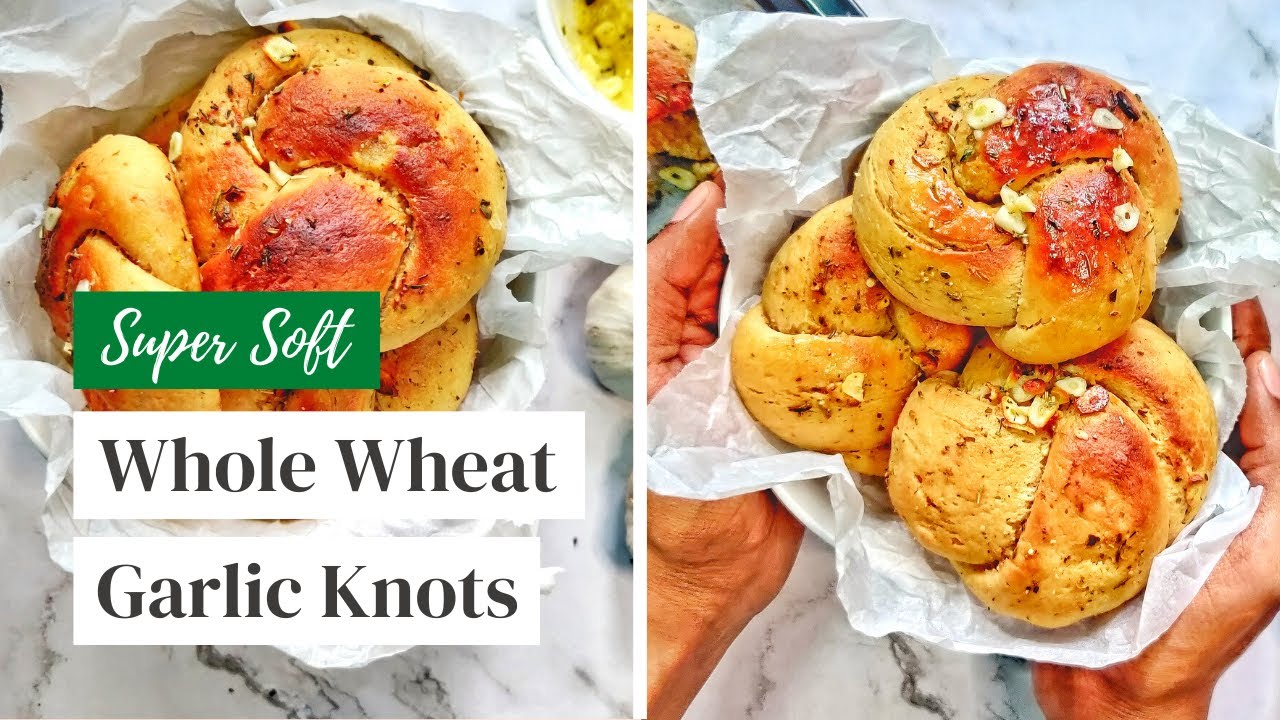 Fluffy Whole Wheat Garlic Knots Recipe Homemade Eggless Garlic Bread