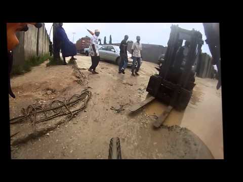 Bicycle Cycling Commuting Dar Es Salaam Traffic Wrong Way On Roundabout Stranded Forklift
