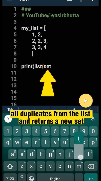 Remove duplicate elements from a list | #Python Tutorial #yasirbhutta # ...