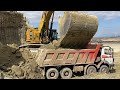 Huge caterpillar 6015b excavator loading trucks with only to passes  sotiriadis mining works