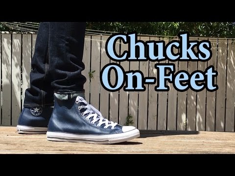 Converse | Leather Hi Top Chucks | On-Feet with Different Pants - YouTube