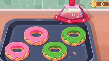 PERMAINAN ANAK MEMBUAT ADONAN DONAT YANG LEMBUT DAN LEZAT | GAME KARTUN | BABYBUS INDONESIA
