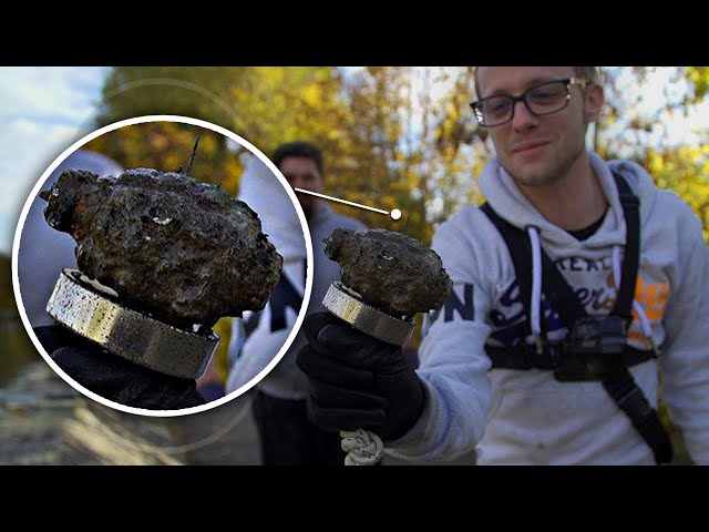 Pêche à l'aimant : deux enfants remontent une grenade encore