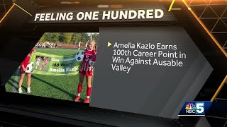 Moriah high school girls' soccer player Amelia Kazlo secures 100th point