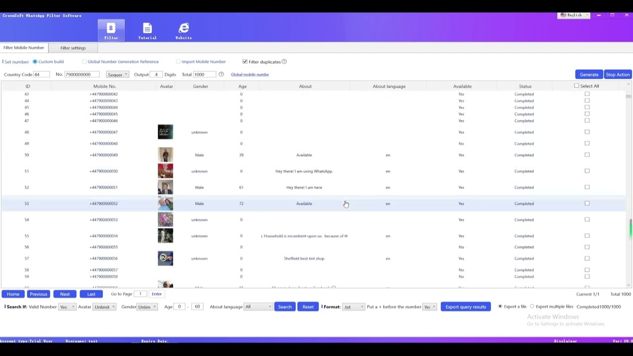 Screening of WhatsApp users in the UK. CrownSoft WhatsApp filter software comes alive!