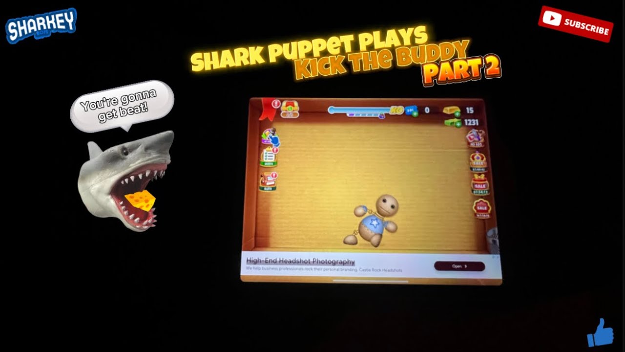 Shark Puppet plays Kick The Buddy! (Part 2)