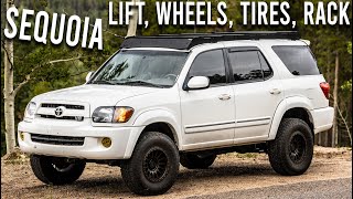 Toyota Sequoia Minimal Overland Build  Just Right (First Gen Lift, Wheels, Tires, Rack)