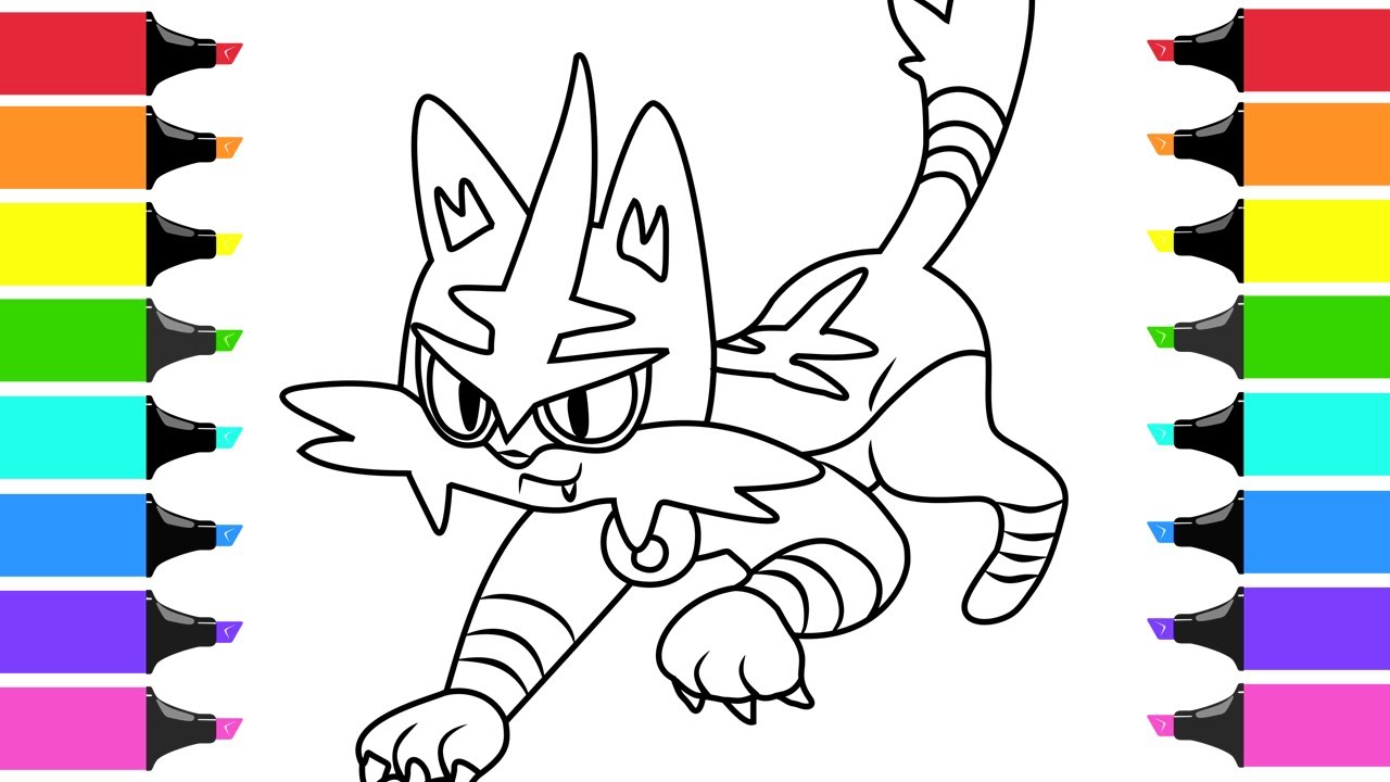  Pokemon  Sun and Moon Torracat  Coloring  in Page  For kids 