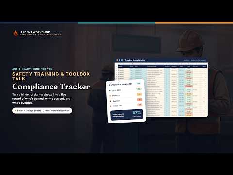 Safety Training & Toolbox Talk Tracker — Excel & Google Sheets Compliance Spreadsheet