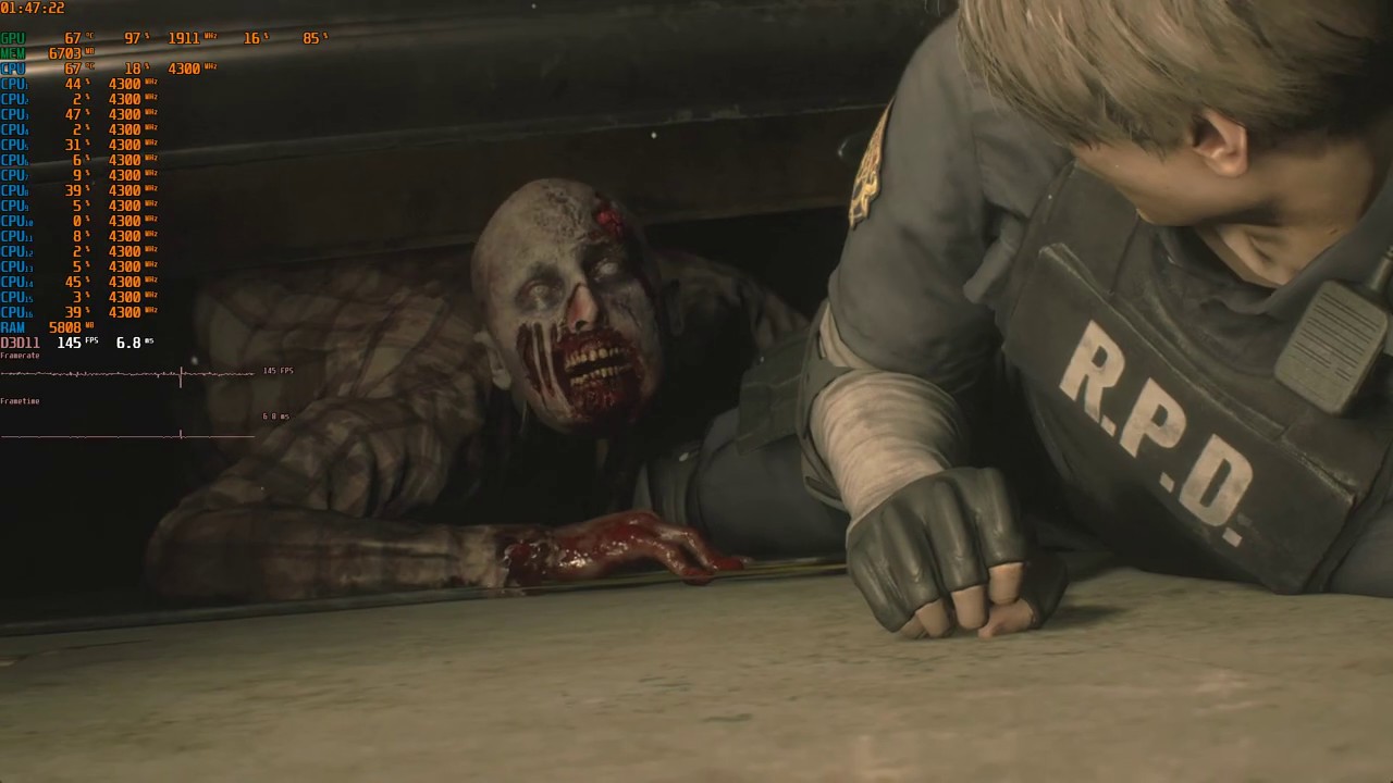 Resident Evil 2 1-shot Demo:1080p 2700X 1080Ti