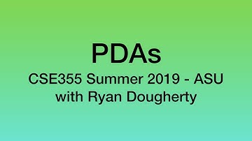 Pushdown Automata - CSE355 Intro Theoretical CS 6/05 Pt. 2