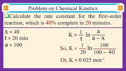 SEV NO – 123 A first-order reaction is 40% complete in 20 minutes calculate the rate constant.