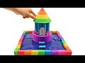 DIY Miniature Kinetic Sand House #7 - Build Tower in Middle Lake from Kinetic Sand (Satisfying)