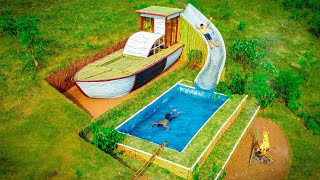 100 Days Build A Modern Underground House With Grass Roof And Swimming Pool
