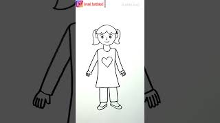 Cara Menggambar Manusia Perempuan || Drawing girl - bunda suci #shorts
