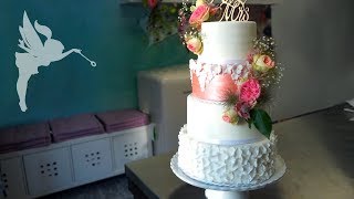 4 Etagen Hochzeitstorte mit aufwändiger Deko & echten Blumen - Hochzeitstorten Making of - Kuchenfee screenshot 4