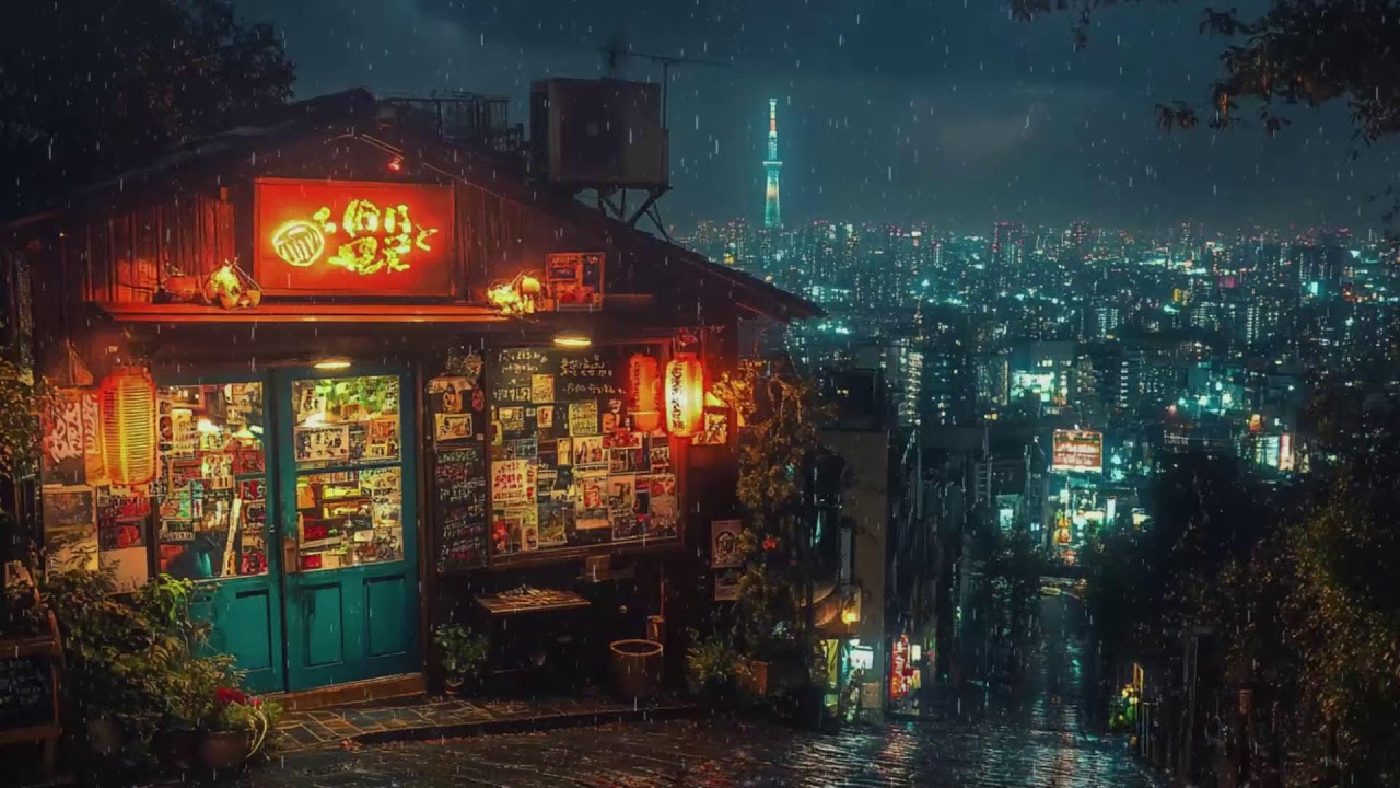 After Midnight Rain in a Hidden Tokyo Alley | Warm Japanese Lo-fi for Focus & Relax | 4K
