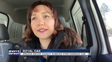 Amazon driver caught on camera crashing into garbage cans in Royal Oak