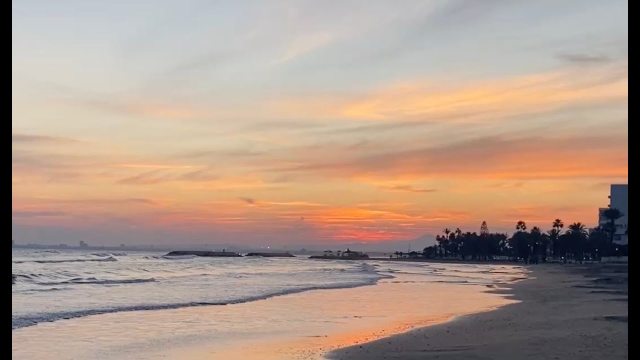 Sunset  in Larnaca, Cyprus | Full Sunset Over the Mediterranean Sea