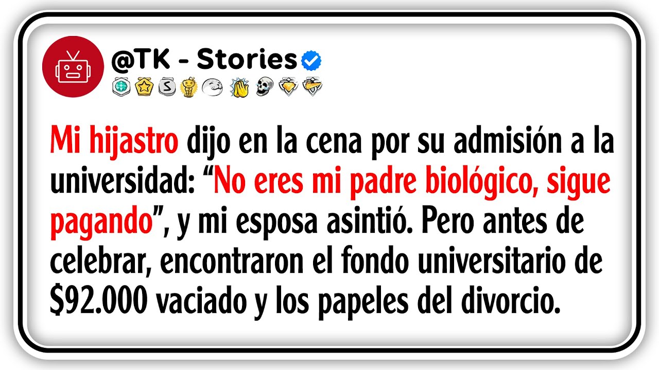 Mi hijastro dijo en la cena por su admisión a la universidad: “No eres mi padre biológico, sigue...