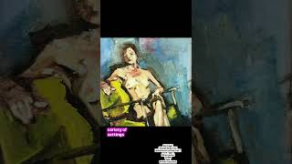 nude female model seated in an upholstered rocking chair. 1998 oil on canvas 9x11"
