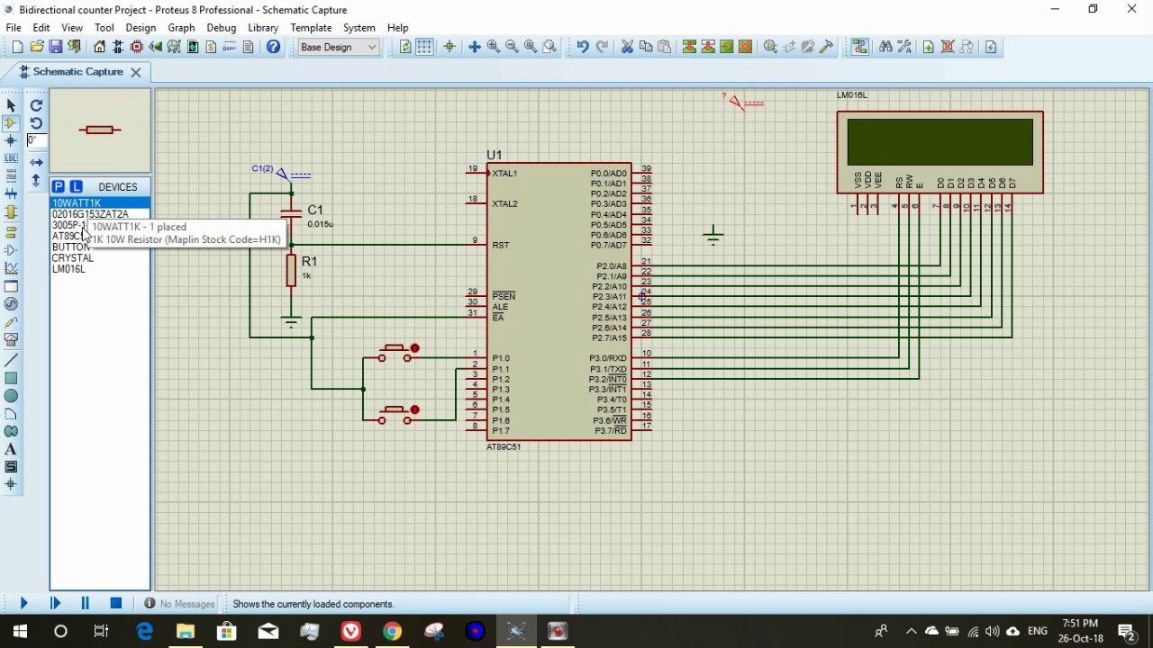 Bidirectional counter on Assembly, proteus simulation - YouTube