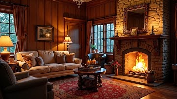 Snow Night on Window at Coffee Shop Ambience with Relaxing Smooth Jazz Music and Snow Falling