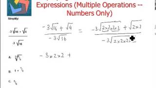 Simplifying Combinations of Radical Expressions (Multiple Operations -- Numbers Only)