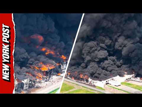 Drone Footage Shows Massive Warehouse Fire In West Virginia