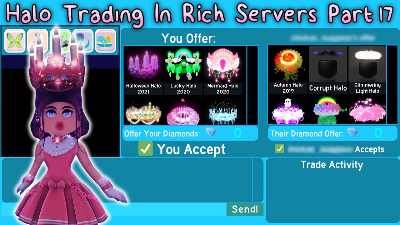 Halo Trading In Rich Servers Part 17 (Royale High Trading) YouTube