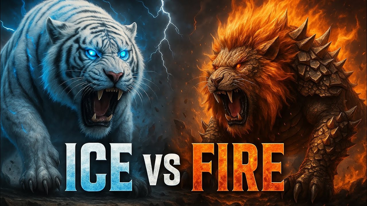 Epic Hybrid Battle: Polar Tiger vs Lion-Komodo Monster Fight | Cinematic AI Creature War