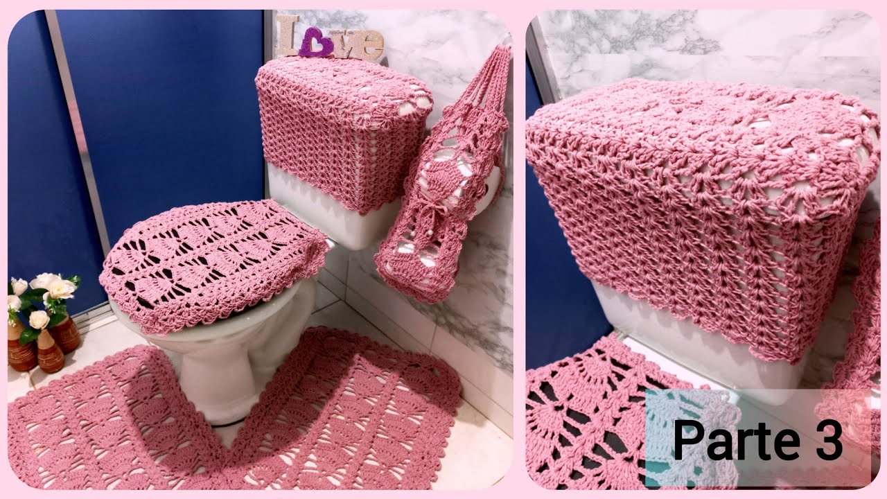 CAPA DA CAIXA ACOPLADA  do JOGO DE BANHEIRO CRIS🩷 |Fácil e econômico | Parte 3#crochet