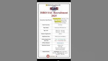ISRO SAC Recruitment 2025 | New Vacancy 2025 | dailyJobs updates #shorts #isro #job