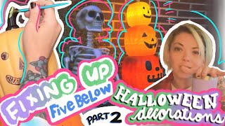 Fixing Up Five Below Decorations Part 2 ✨ Pumpkin Makeover And Skeleton Glow Up