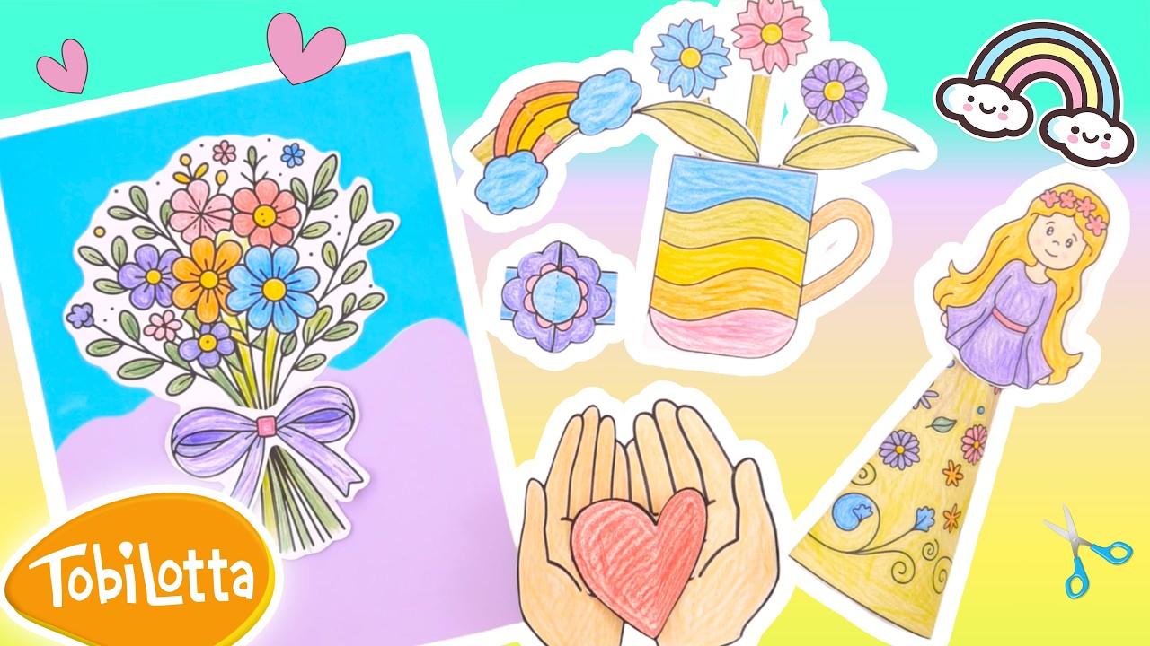 Geschenke Basteln Muttertag Vatertag DIY Geschenke Bastelvorlage ausdrucken frühling diy bastelideen