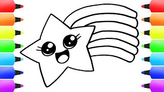 How to draw rainbow star 🌟 for kids and beginners #drawingforkids #viral #art 