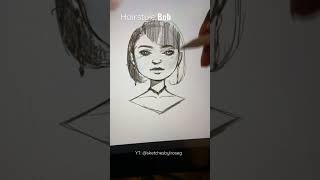 How i Draw Bob Hairstyle : Timelapse✨#shorts #drawing #howtodraw