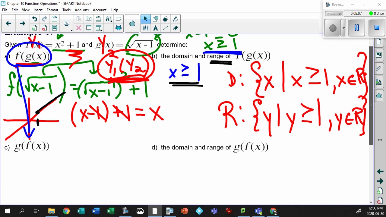 10 3 7 Domain and Range of Composition of Functions with