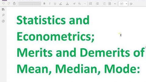 Statistics and Econometrics : - ( Merits and demerits of Mean, Median and Mode ) - 10. #meanmedian