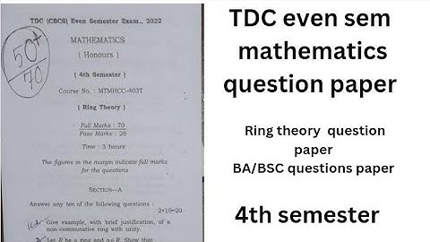 Ring theory previous year question paper |4th sem mathematics honours questions paper| Ring theory