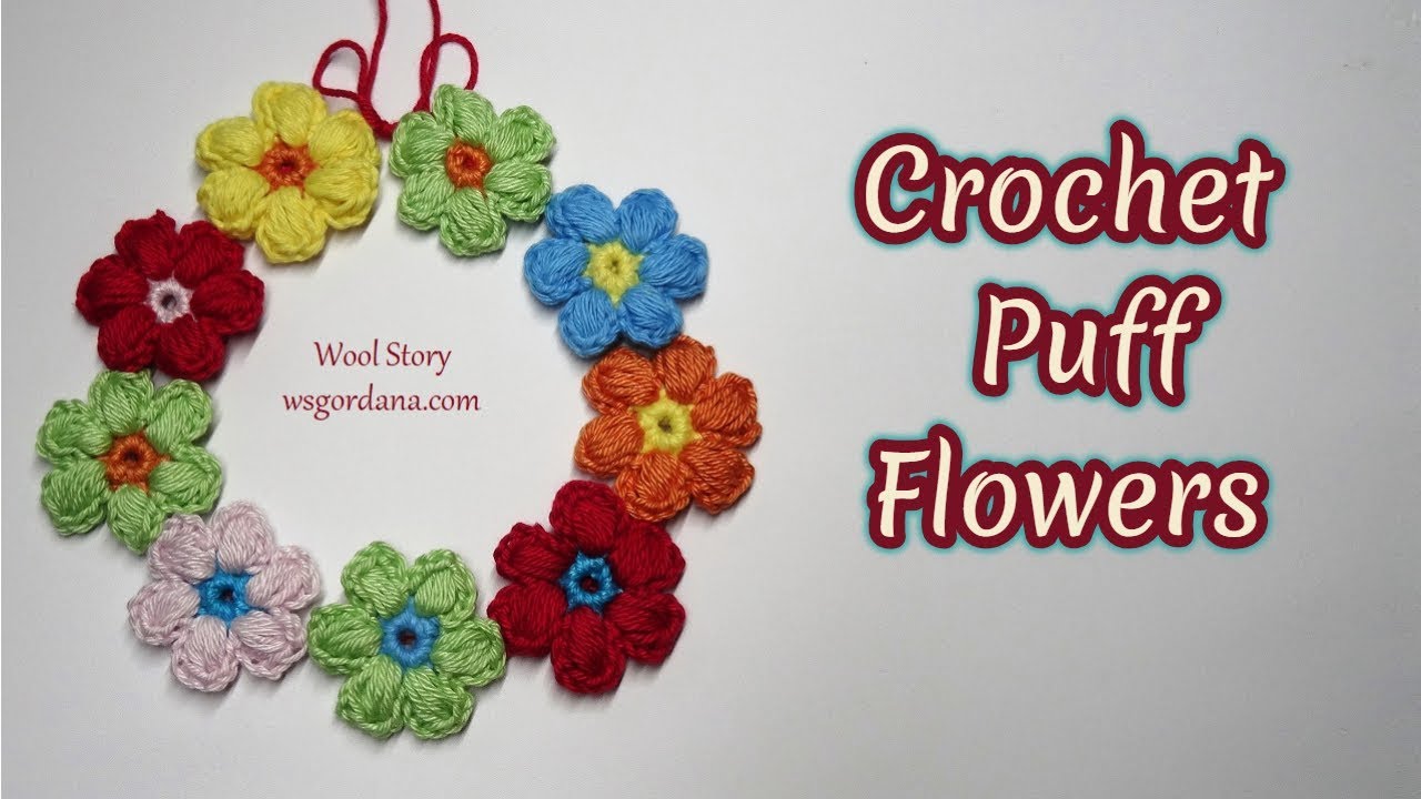 Crochet Puff Flowers (Heklani cvetići) YouTube