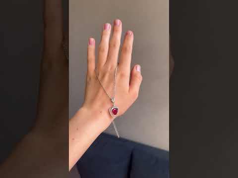 Кулон з червоним фіанітом на ланцюжку медична сталь родій (x197), видео 1