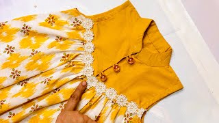 V shape yoke frock  with collar cutting and stitching  // Very Easy  Collar Baby Frock