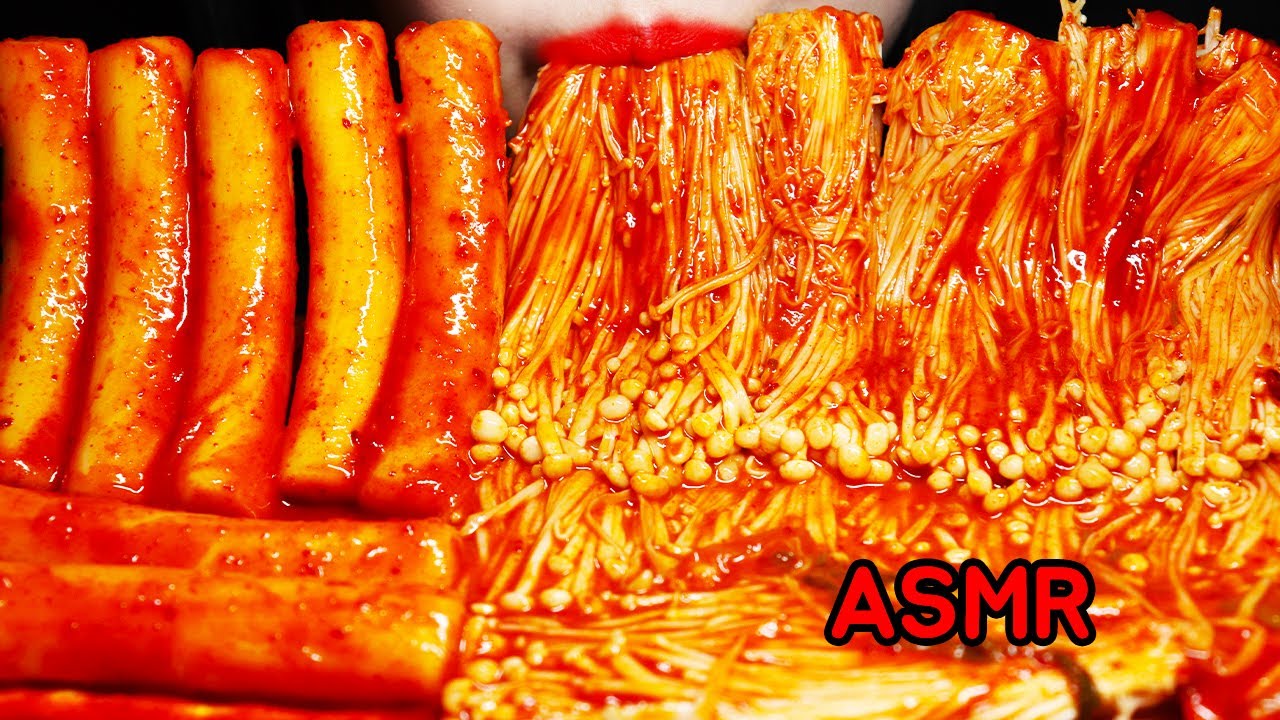 ASMR मसालेदार तीखा मशरूम  jamur pedas Spicy Enoki Mushroom 매운 팽이버섯 먹방 NO TALKING EATING REAL SOUNDS