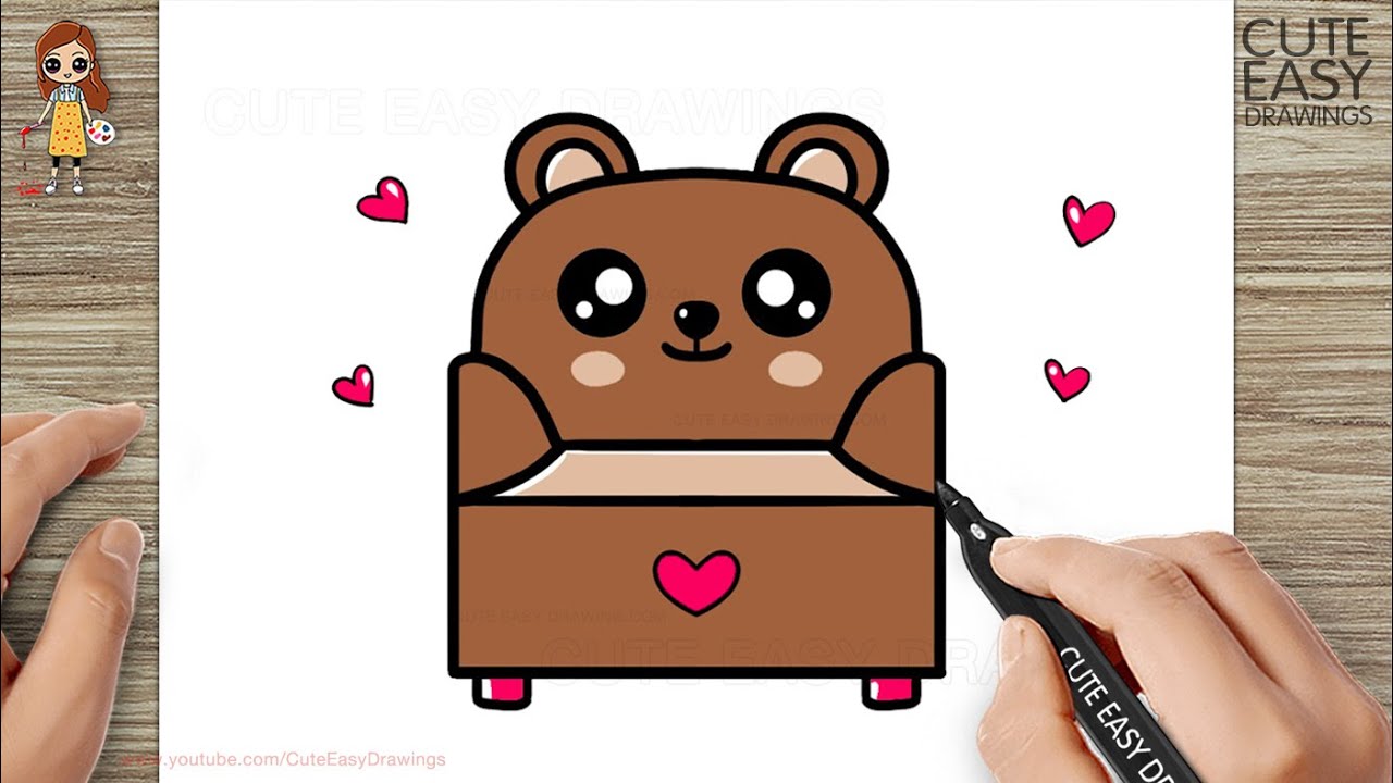 How to Draw a Cute Bear Sofa - Easy Drawing and Coloring for Kids and Toddlers